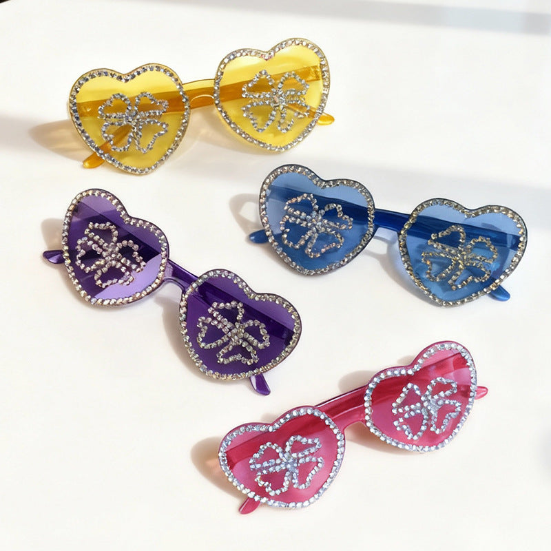 Glamorous Heart-Shaped Rhinestone Sunglasses Kalsten