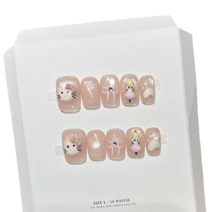 Whimsical Cartoon Character Press-On Nail Art Set Kalsten