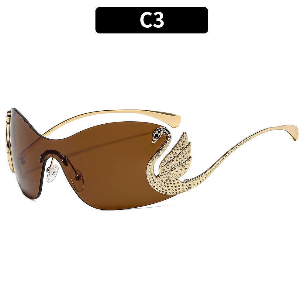 Statement Swan-Inspired Shield Sunglasses