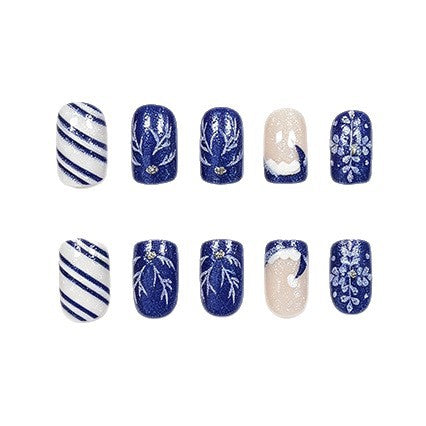 Artistic Winter-Themed Acrylic Nail Art Enhancements Kalsten
