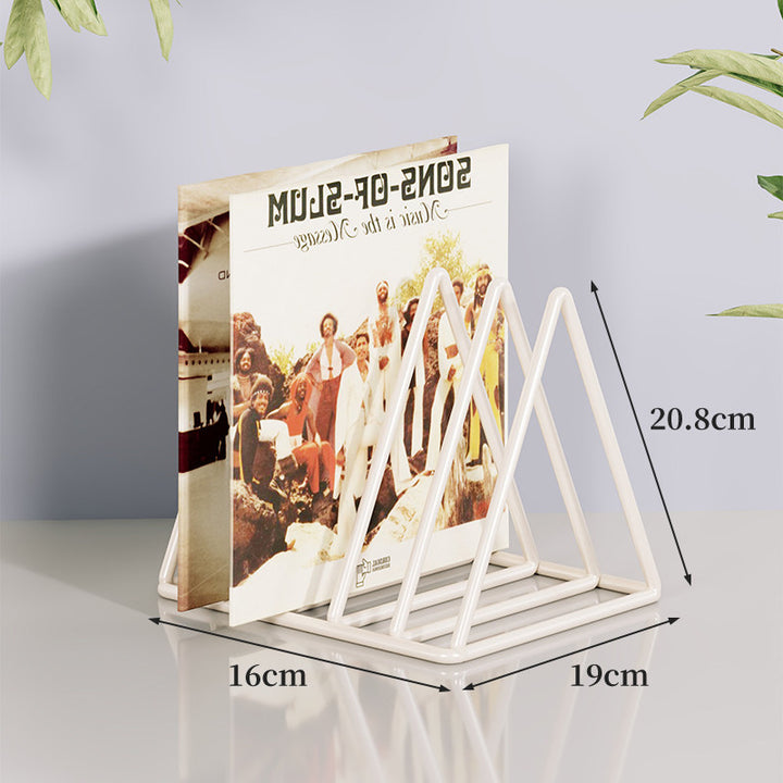 Triangular Metal Wire Record & Book Organizer Rack