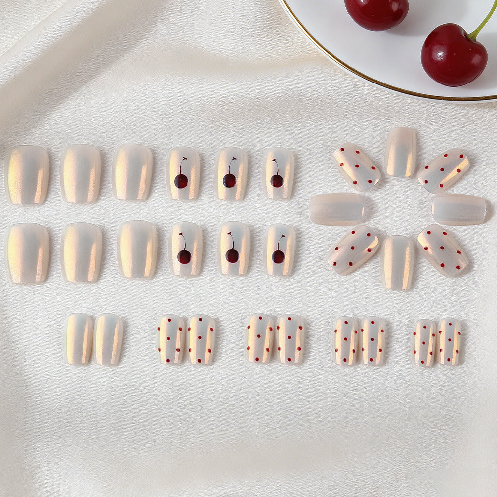 Artistic Cherry-Patterned Press-On Nail Set Kalsten