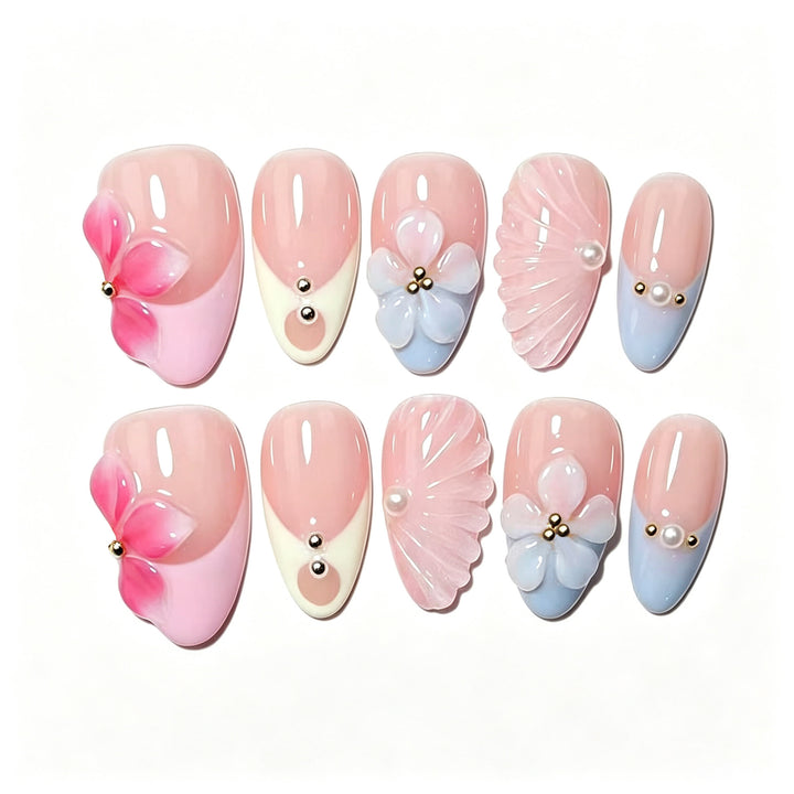 Floral-Enriched Press-On Nail Art Set Kalsten