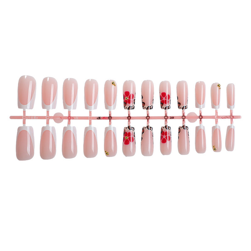 Acrylic Nail Set with Modern Floral and Leopard Designs Kalsten