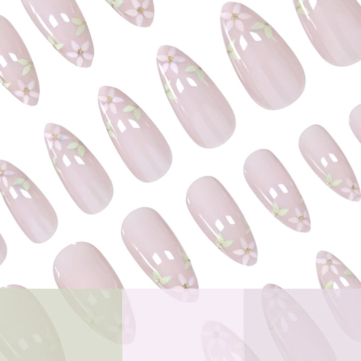 Elegant Floral French Tip Nail Art Extensions Kalsten