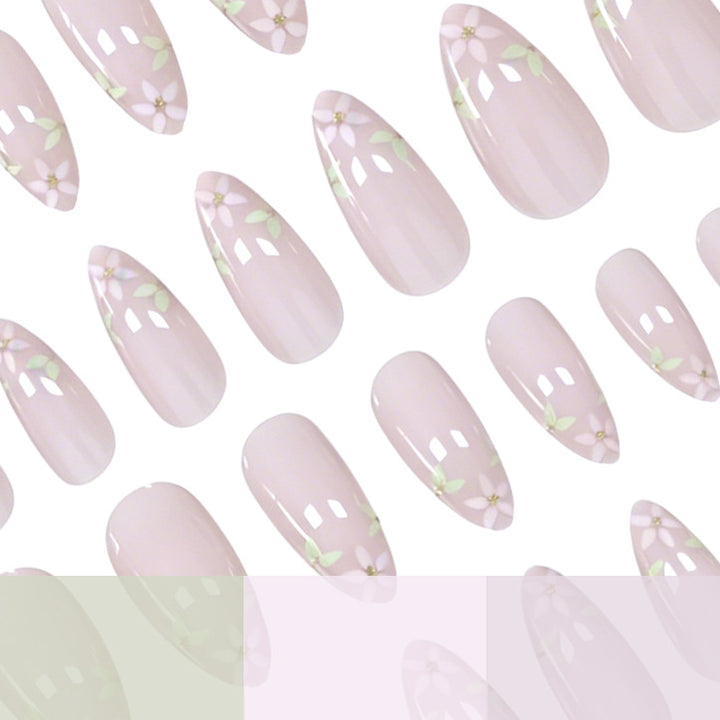 Elegant Floral French Tip Nail Art Extensions Kalsten