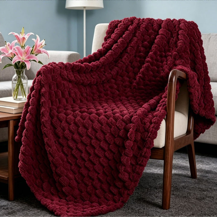 Premium Textured Plush Throw Blanket