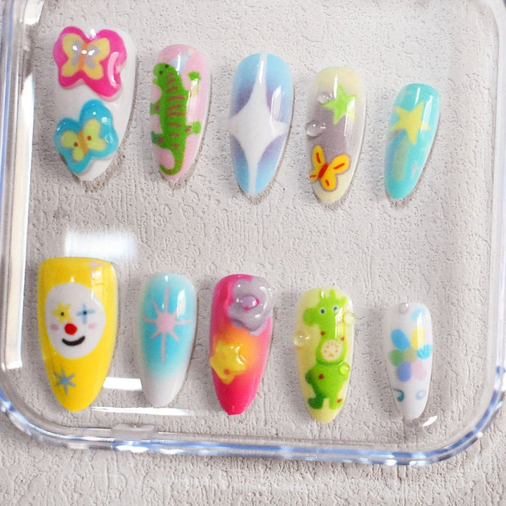 Playful Themed Press-On Nail Art Set Kalsten