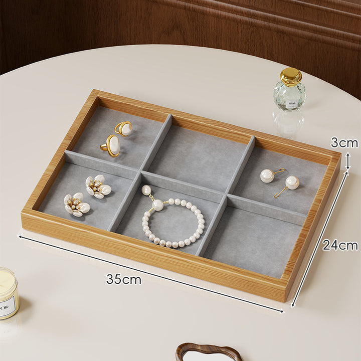 Twelve-Compartment Bamboo Jewelry Organizer Tray