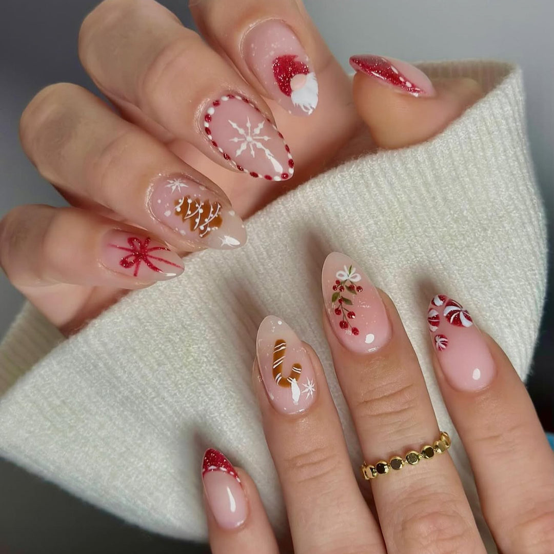 Artificial nail set with festive motifs and glitter accents Kalsten