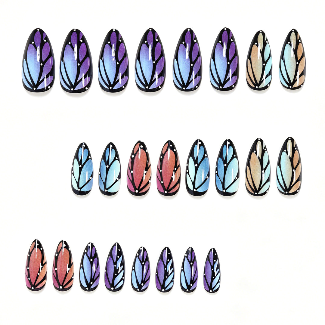 Artistic Stiletto Nail Art Set with Leaf Patterns Kalsten