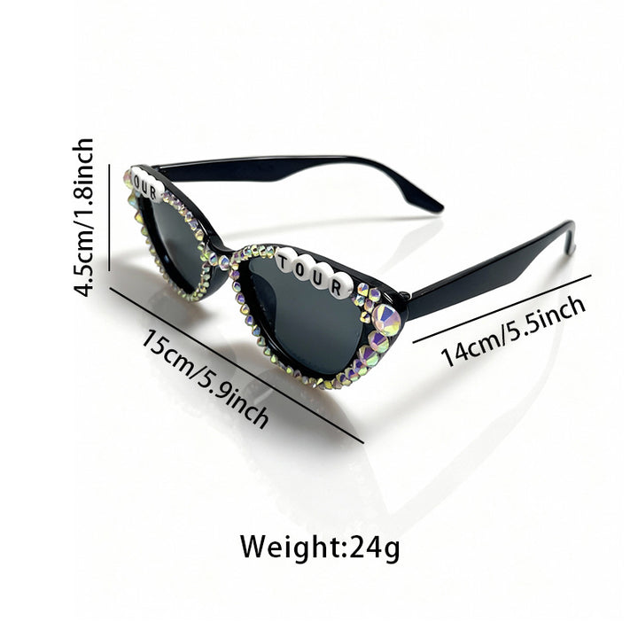 Rhinestone-Embellished Cat-Eye Sunglasses Kalsten