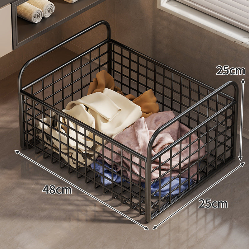 Metal Wire Grid Storage Basket with Raised Side Handles