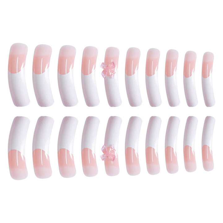 Stylish Acrylic Press-On Nail Extensions with Decorative Bow Kalsten