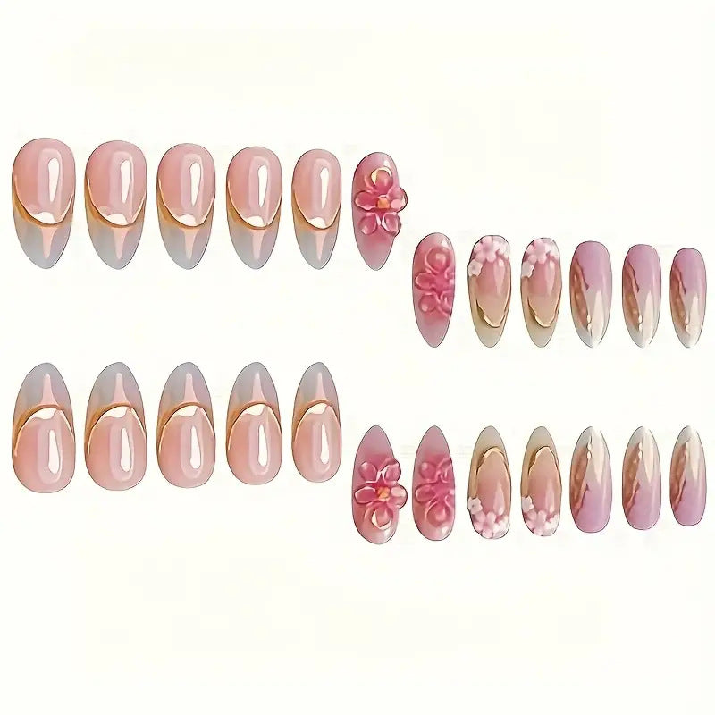 Floral Embellished Press-On Nail Art Set Kalsten
