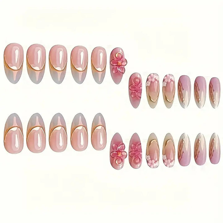 Floral Embellished Press-On Nail Art Set Kalsten