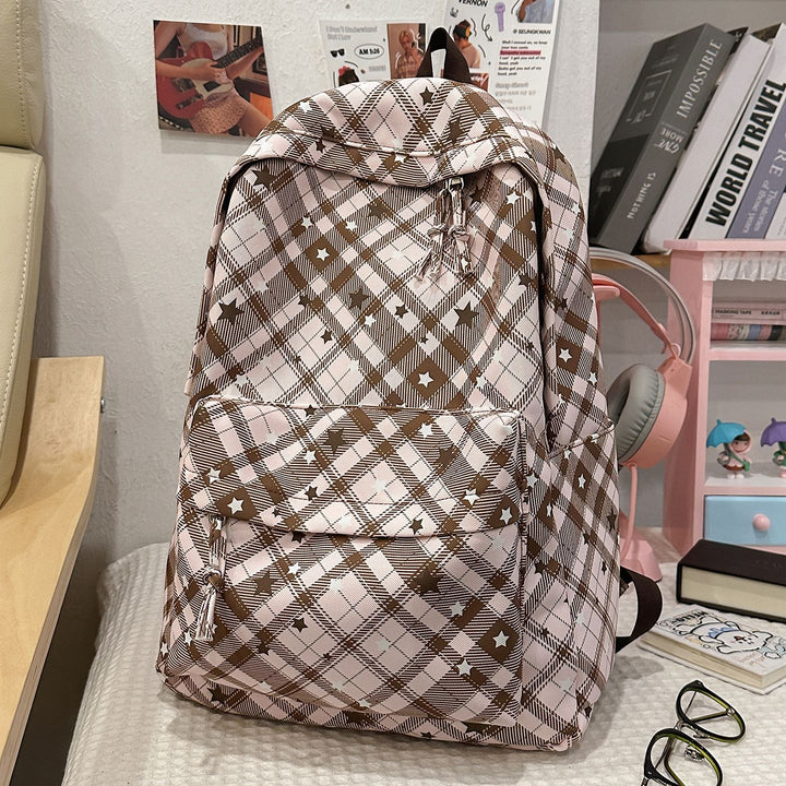 Backpack with Fashionable Check Pattern and Practical Compartments Kalsten