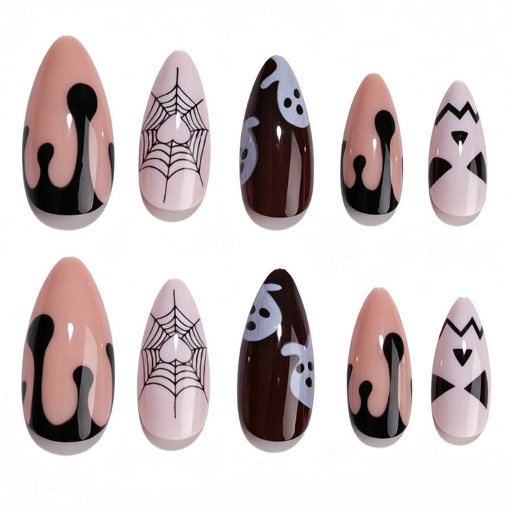 Creative Acrylic Nail Set with Halloween Motifs Kalsten