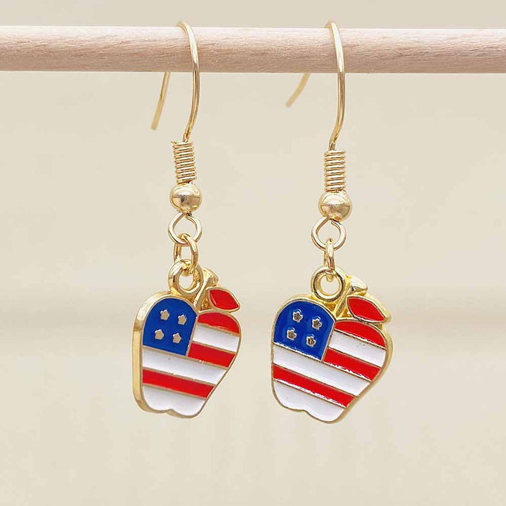 Women's filigree drop earrings with enameled flag pendants and metal hook closure Kalsten