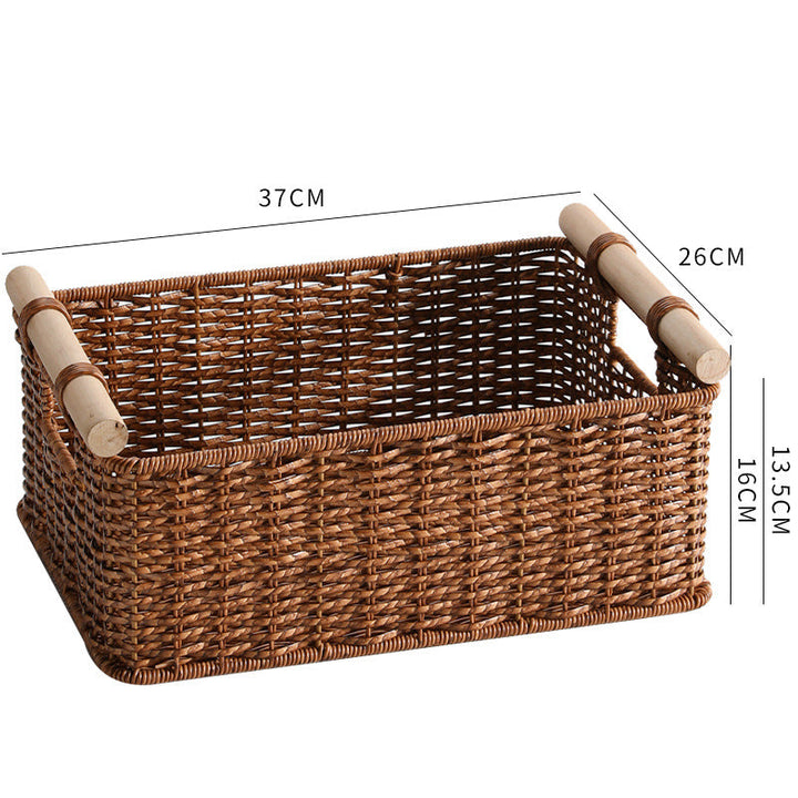 Handcrafted Woven Storage Basket with Wooden Handles Kalsten