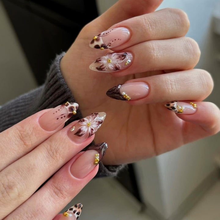 Elegant Floral-Embellished Press-On Nails