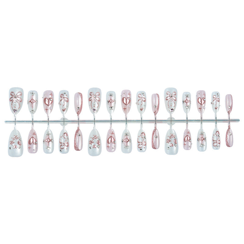 Decorative Press-On Nail Art Set with Floral and Gem Accents kalsten