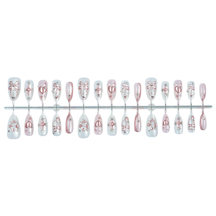 Decorative Press-On Nail Art Set with Floral and Gem Accents kalsten