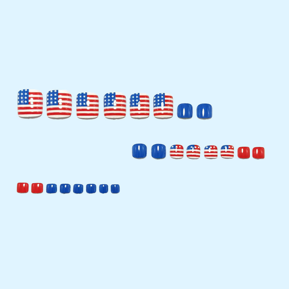 Patriotic style artificial nails with flag motifs Kalsten