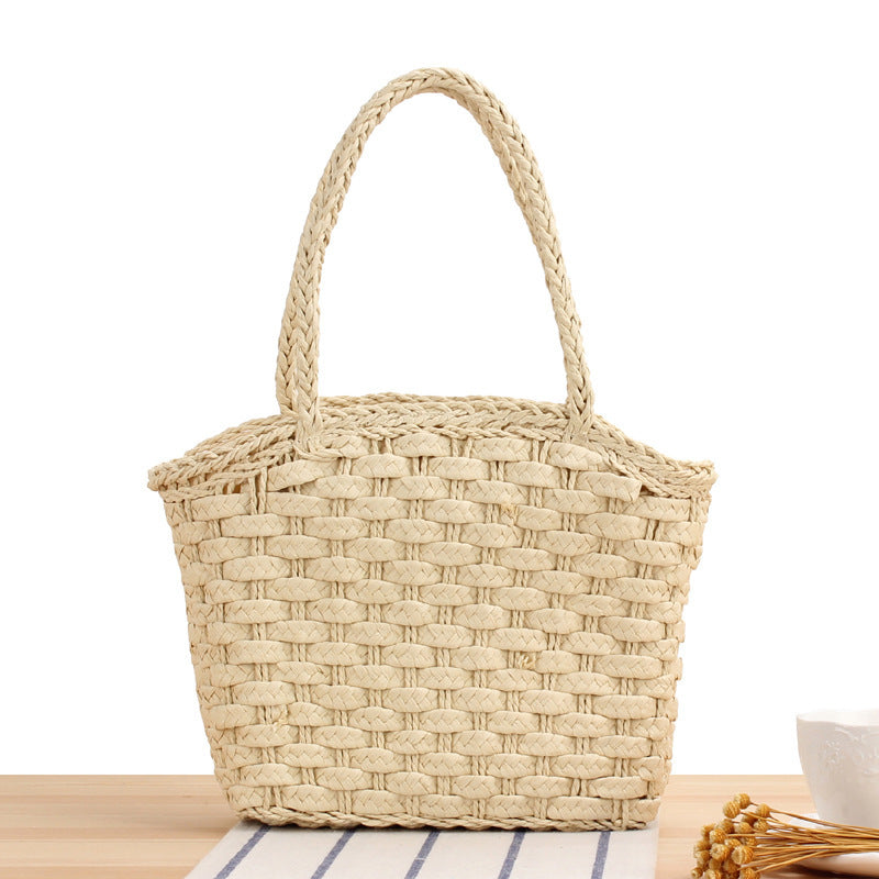 Braided shopping bag with reinforced bottom and long carrying handles Kalsten