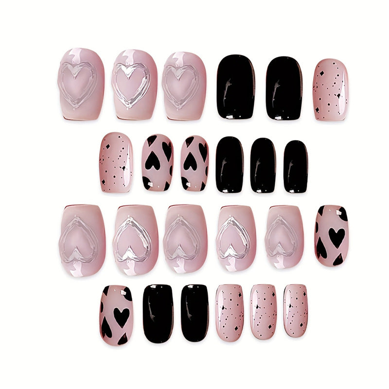 Artistic Heart-Themed Press-On Nail Set Kalsten