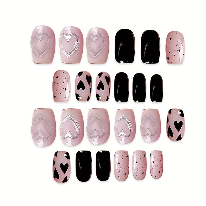 Artistic Heart-Themed Press-On Nail Set Kalsten
