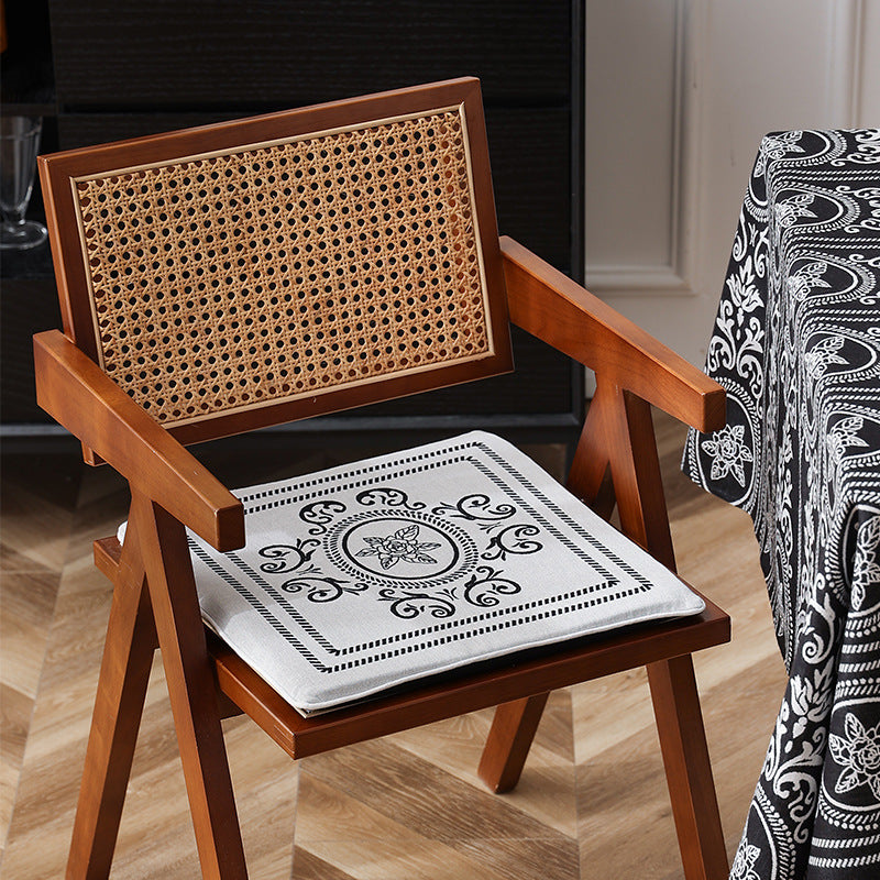 Double-sided seat cushion with ties and decorative jacquard pattern Kalsten