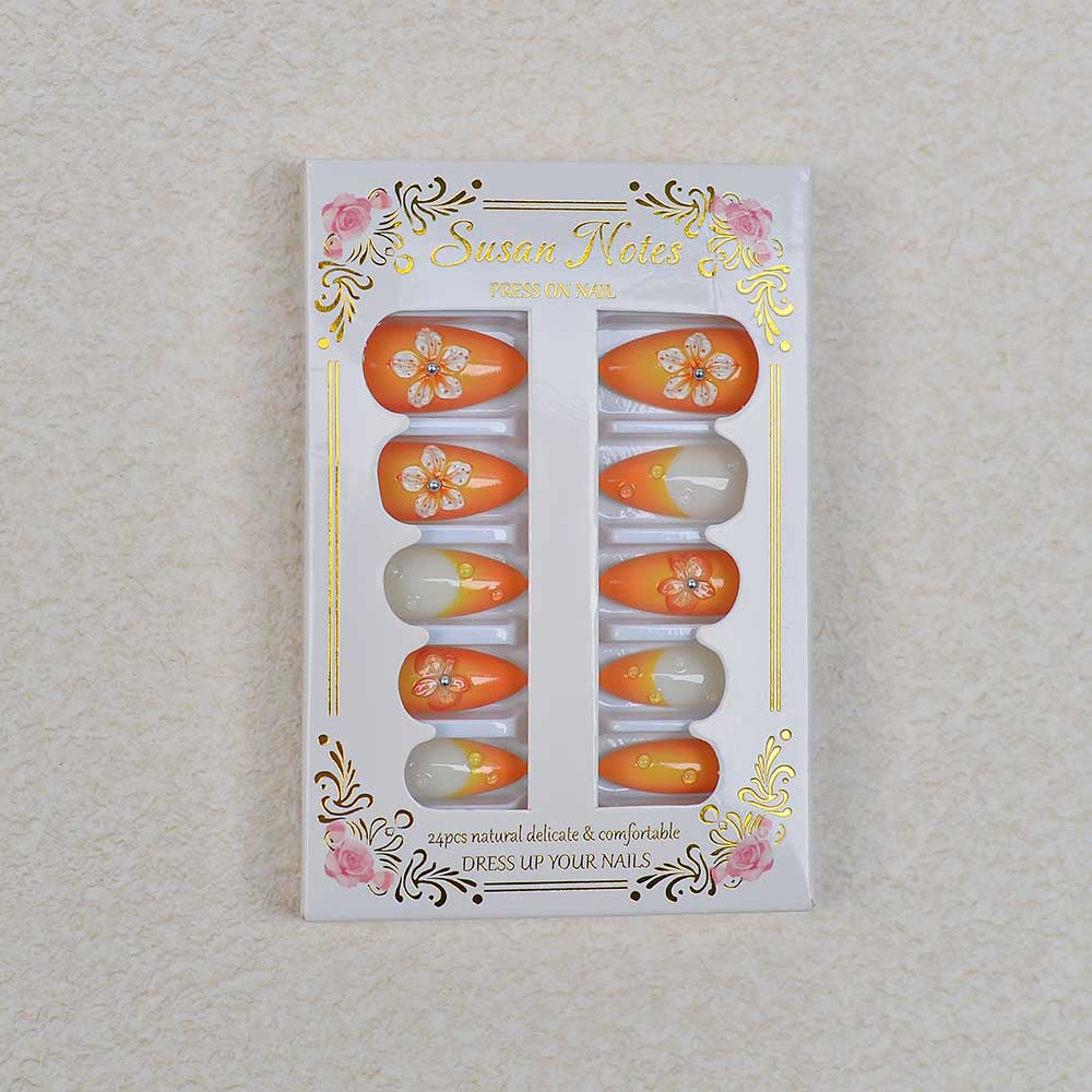 Floral-Decorated Press-On Nail Set Kalsten