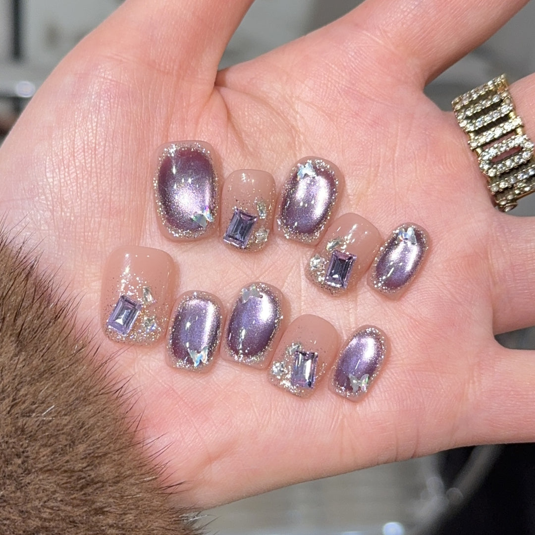 Glamorous nail tips with ombre effect and glitter Kalsten