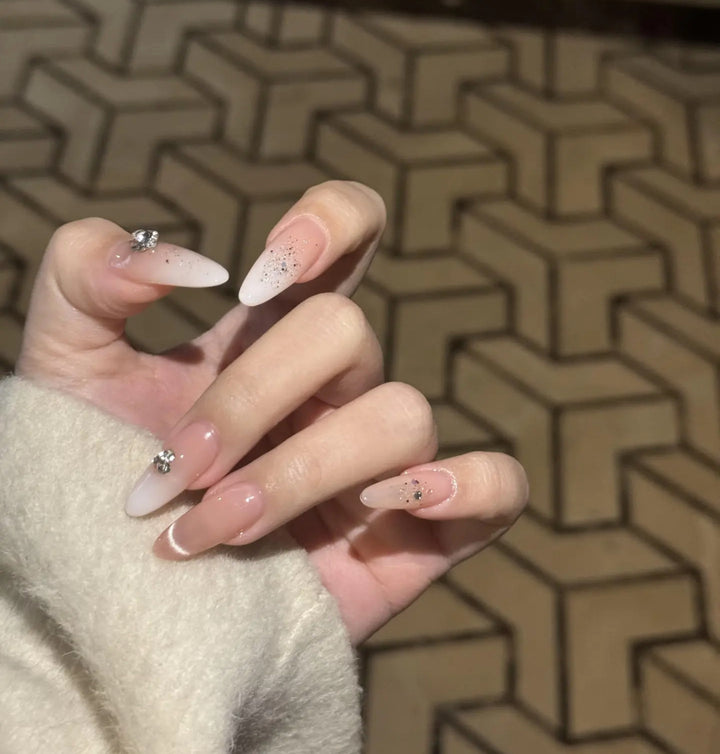 Artistic Press-On Nail Set with Floral and Geometric Designs Kalsten