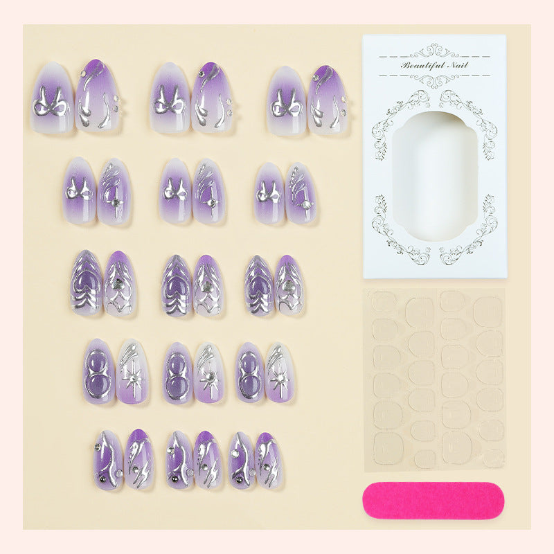 Artistic Press-On Nail Set with Elegant Floral Designs kalsten