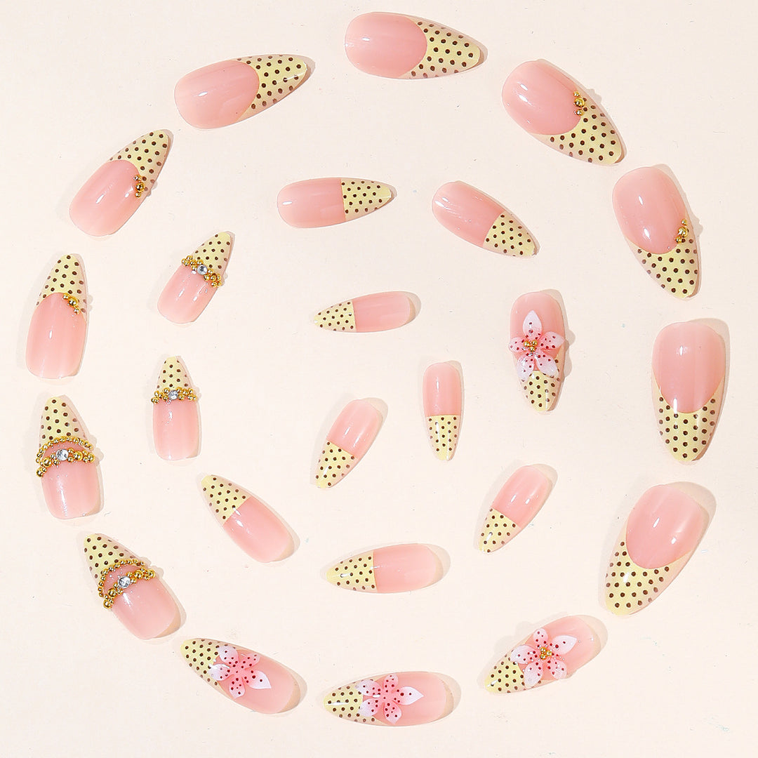 Artistic 3D Floral Accent Stiletto Nail Art Extensions Kalsten