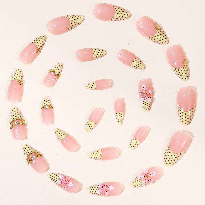 Artistic 3D Floral Accent Stiletto Nail Art Extensions Kalsten