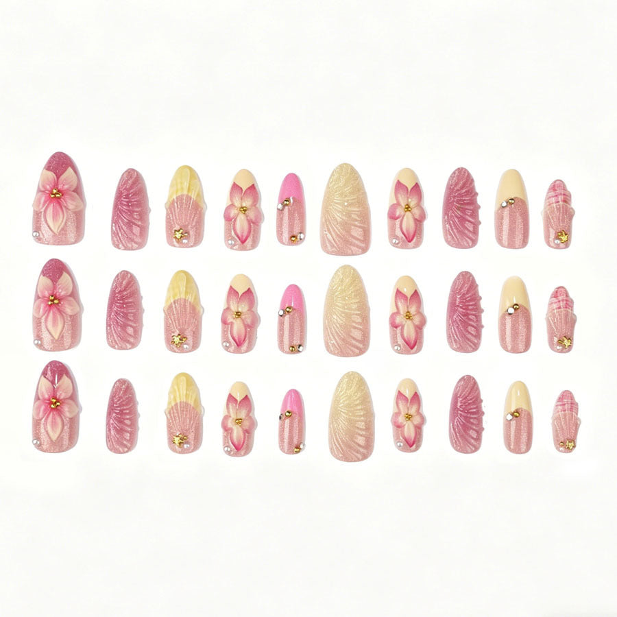 Floral Accent Press-On Nail Set Kalsten