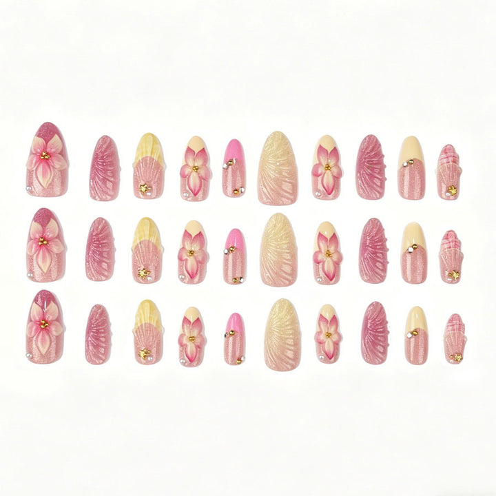 Floral Accent Press-On Nail Set Kalsten