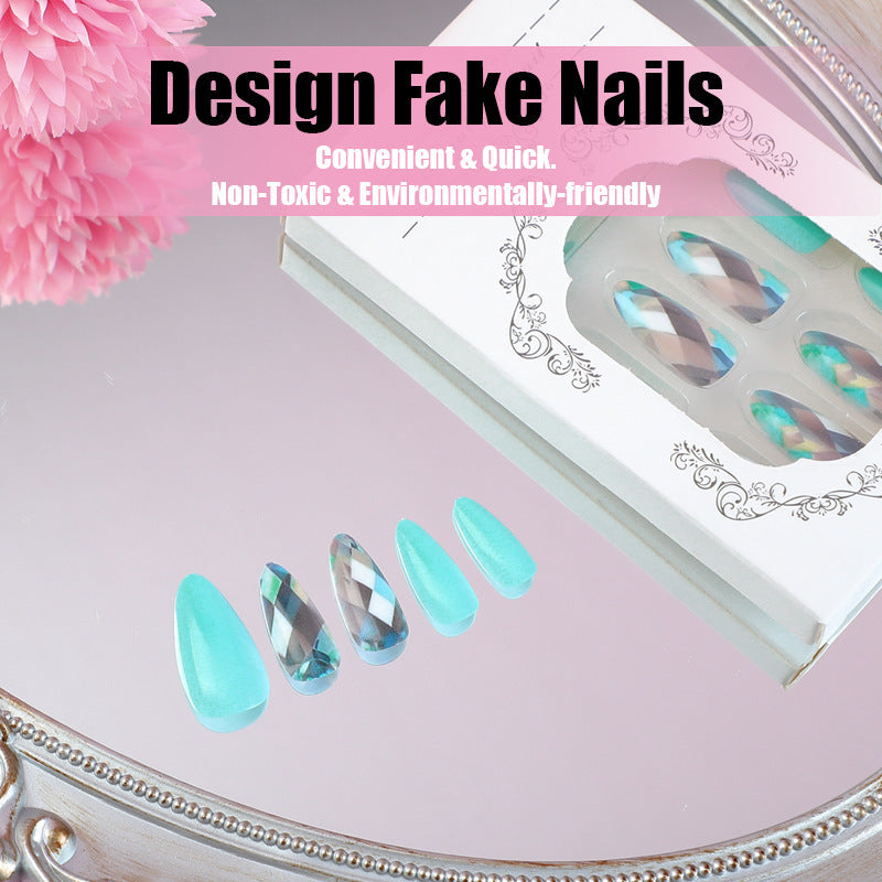 Acrylic nail set with elegant gradient and unique designs Kalsten