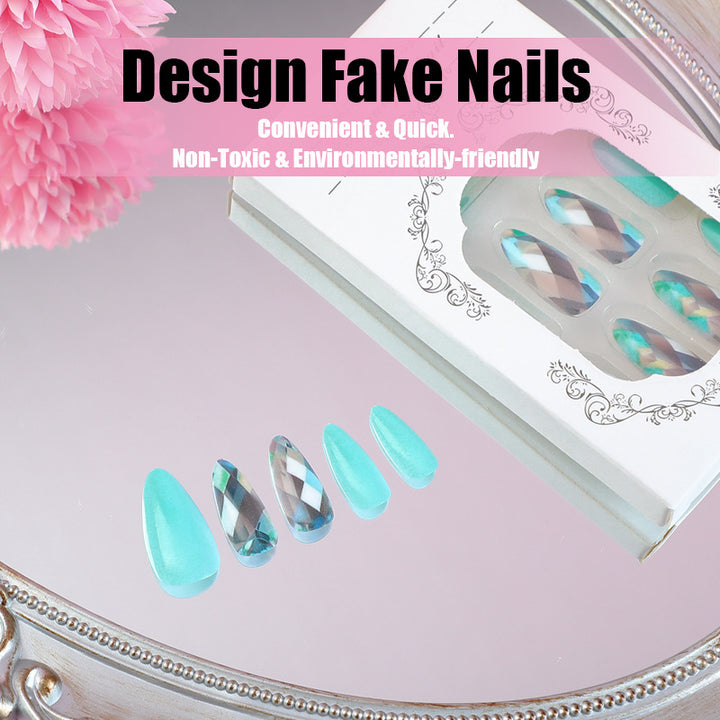 Acrylic nail set with elegant gradient and unique designs Kalsten