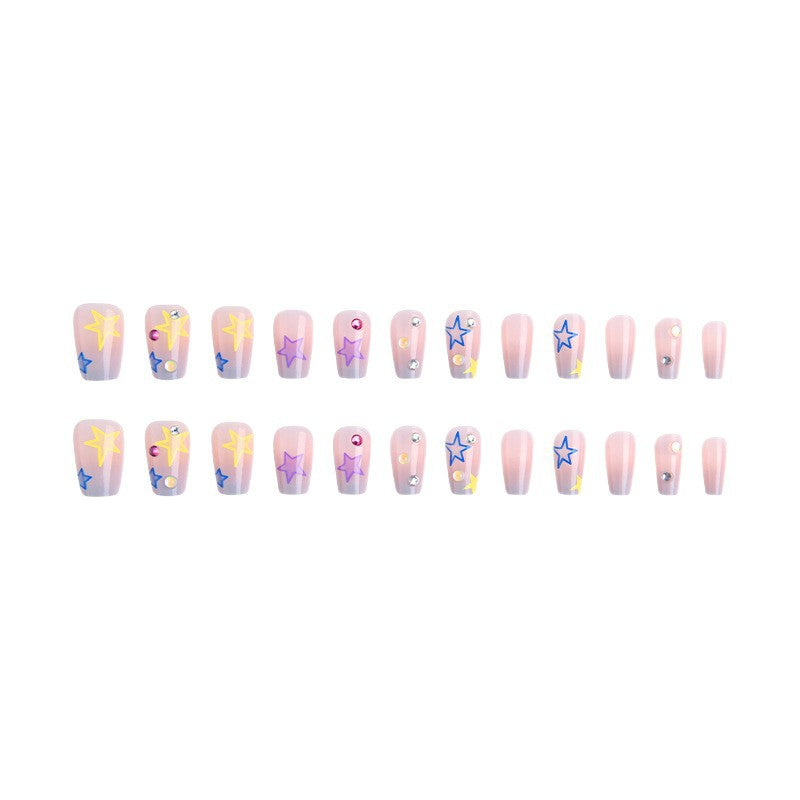 Artificial nail set with elegant blooming decorations and delicate ombre effect Kalsten