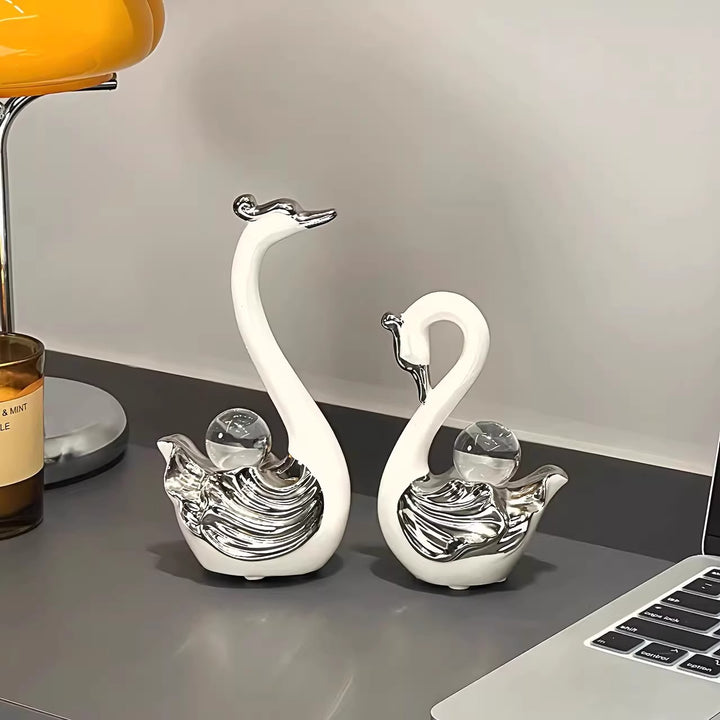 Elegant Ceramic Swan Figurines