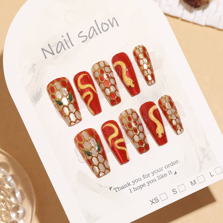Artistic Snake Design Press-On Nail Set Kalsten
