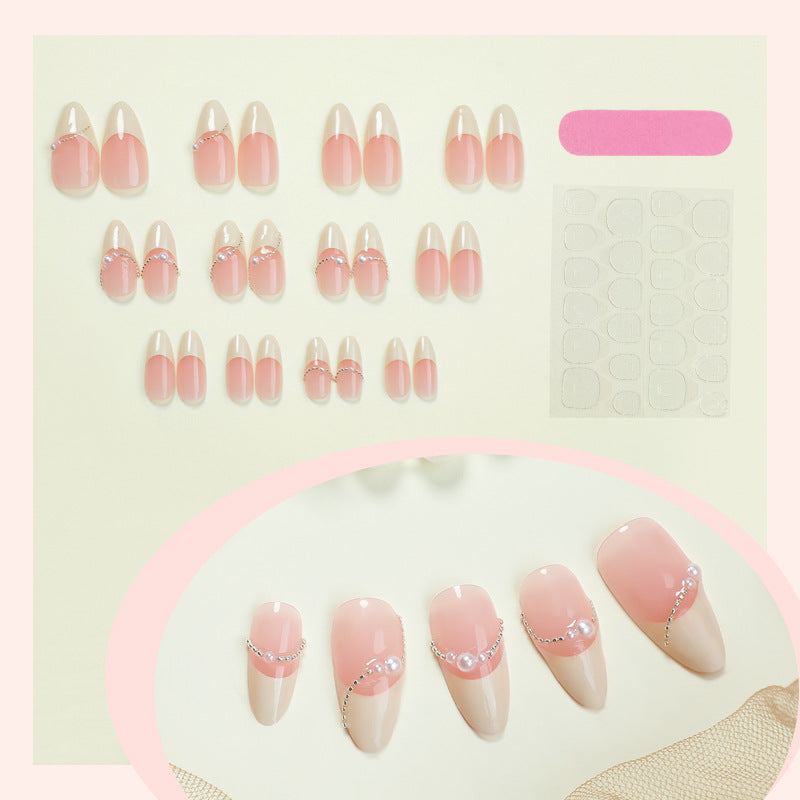 Elegant Ombre Press-On Nail Set with Pearl Accents Kalsten