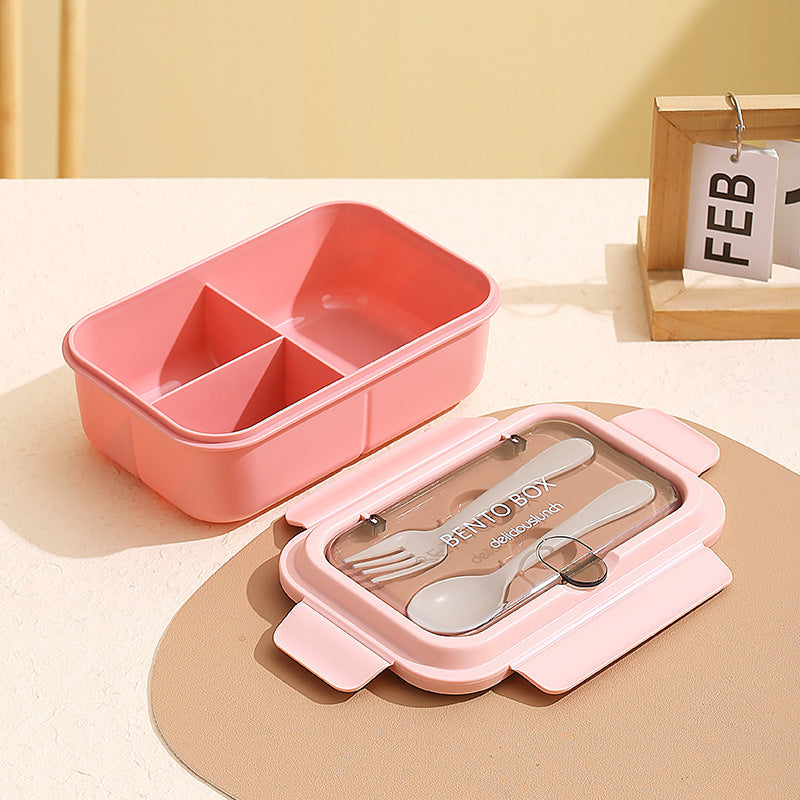 Multi-Compartment Bento Lunch Box with Integrated Utensils