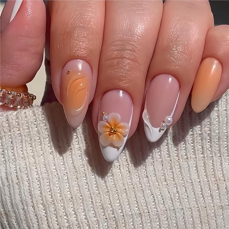 Decorative Floral Acrylic Nail Set Kalsten