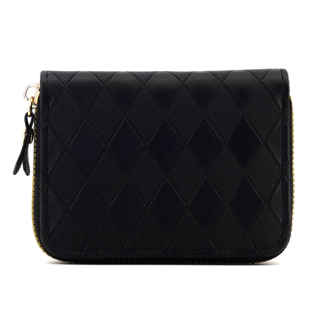 Elegant Diamond-Patterned Zip Wallet