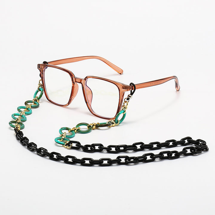 Fashionable Square Frame Glasses with Decorative Chain Kalsten